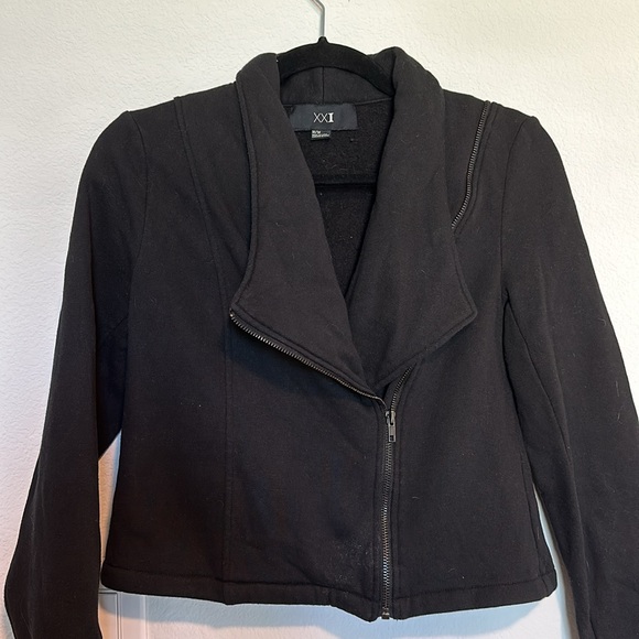 Black Cotton Moto Jacket - Picture 2 of 5